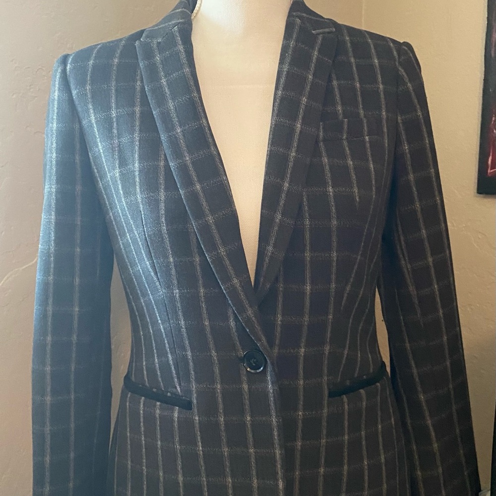 Sharp structured JCrew green w blue blazer